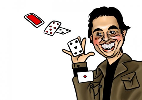 Caricature of Jonathan with Cards